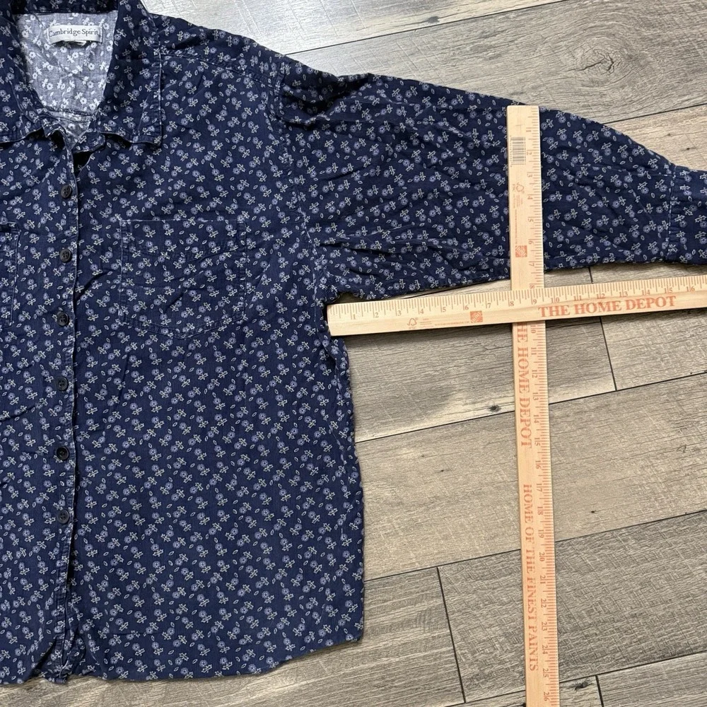 VTG 90s Cambridge Spirit Mens XL Cottage Floral Button Up Corduroy Flannel Shirt